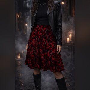 Red & Black Gothic Vampire Abstract Skirt | Screen Worn IWTV | Petite Small